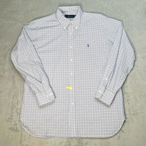 Ralph Lauren Shirt Mens 17 34 35 Blue White Tattersall Check Long Sleeve Preppy